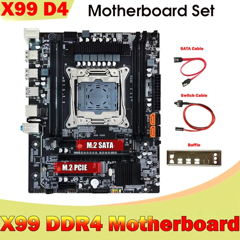 placa mae do computador com cabo sata e cabo de comutacao lga20113 suporte ddr4 4x32g para 5820k 5960k e52678 v3 cpu x99 01