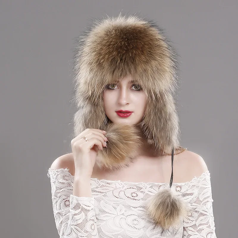 

Autumn and Winter Fox Fur Hats Windproof and Snowproof Hats Ear Protectors Thick and Warm Fur Hats