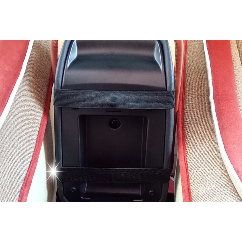 

Pu Car Armrest Box Pad Universal Fit Non-Slip Back Elastic Band High-Density Sponge Easy Install Grey String