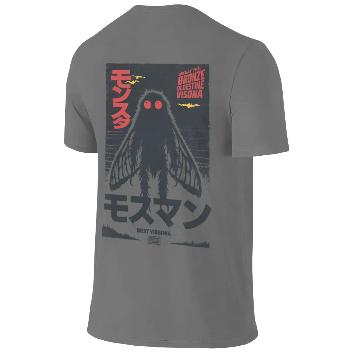 Mothman T-Shirt Retro Japanese Horror Cryptid Commuting Reversible T-shirt Original Niche Seamless Splicing Cotton Tee