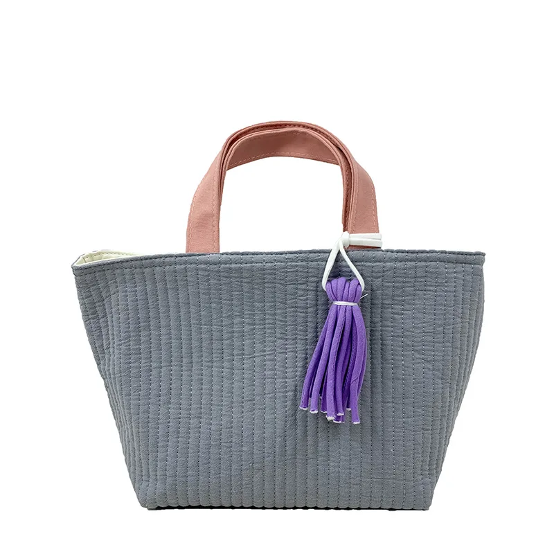 Mummy Bag Korean Style Quilted Large Capacity Simple Cotton Parent-child Interaction Portable Street Fashion Handbag Phone Pouch