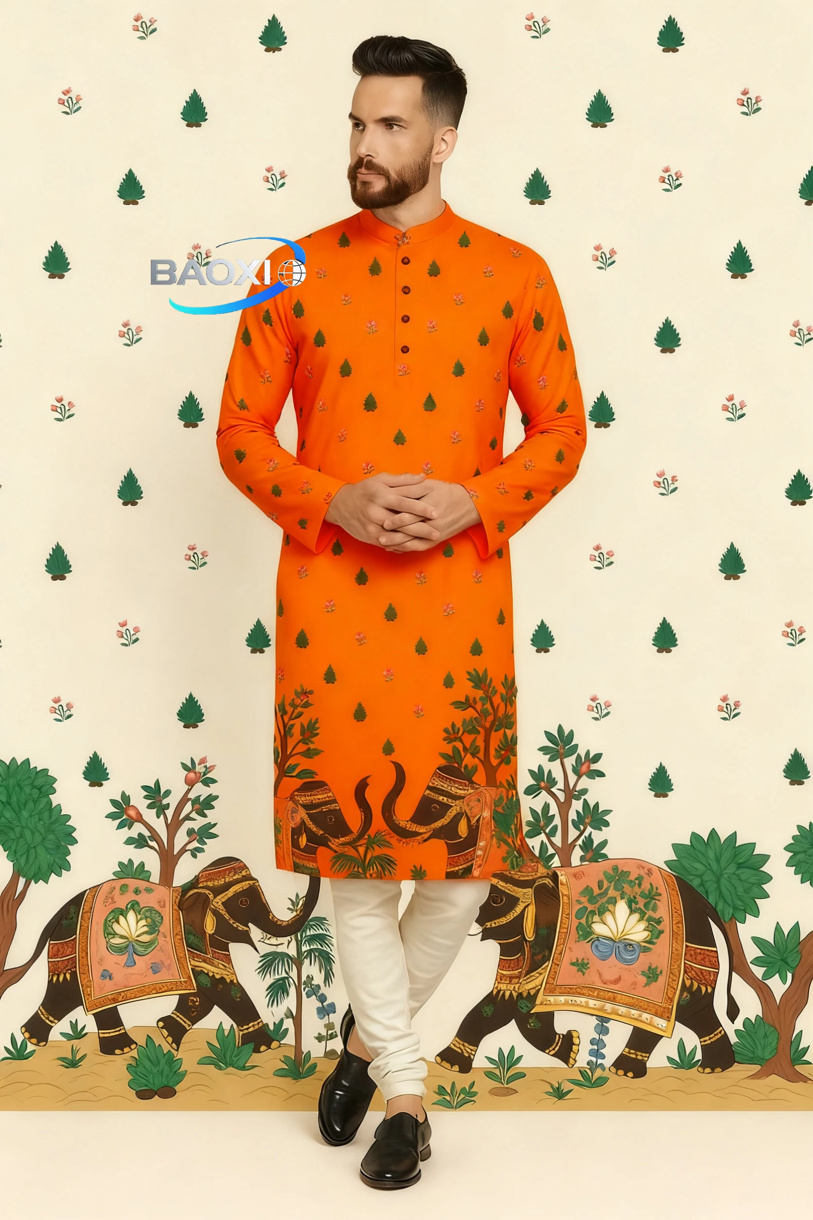 Men's printed pattern kurta vardha fashionable and comfortable fit regular long robe suitable for all occasions ethnic clothing
