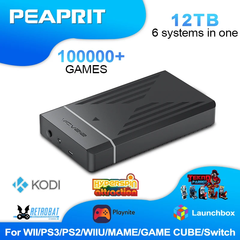 Игровой HDD в стиле ретро, 12 ТБ, с Hyperspin, Launchbox, Retrobat и Playnite OS для PS3/PS2/PS/SWITCH/N64/WIIU для Windows с 100000 +Игры