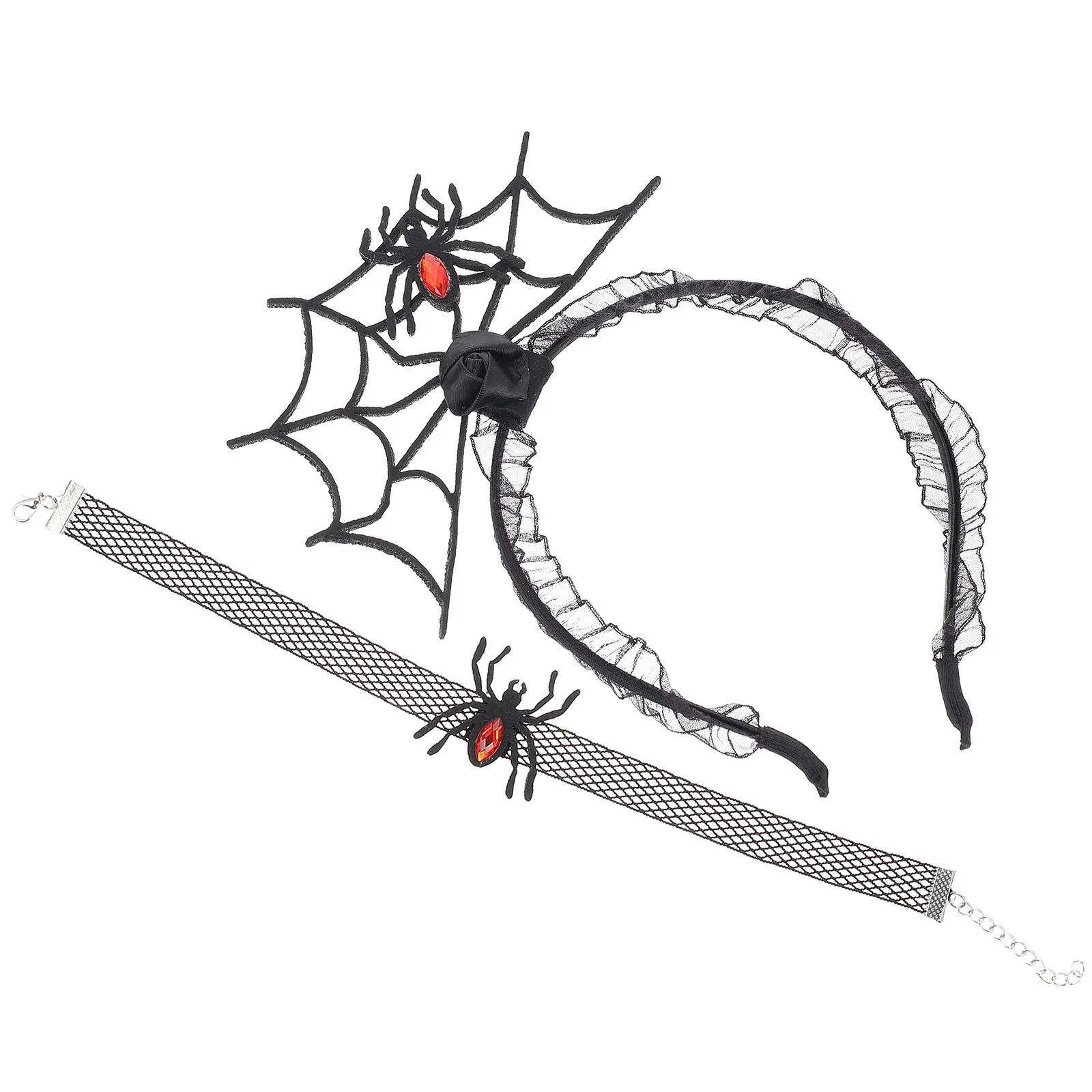 Zestaw Halloweenowy: Opaska na głowę i choker, wykwintne wykonanie, trwały, idealny na imprezy cosplay, akcesoria do włosów i choker.