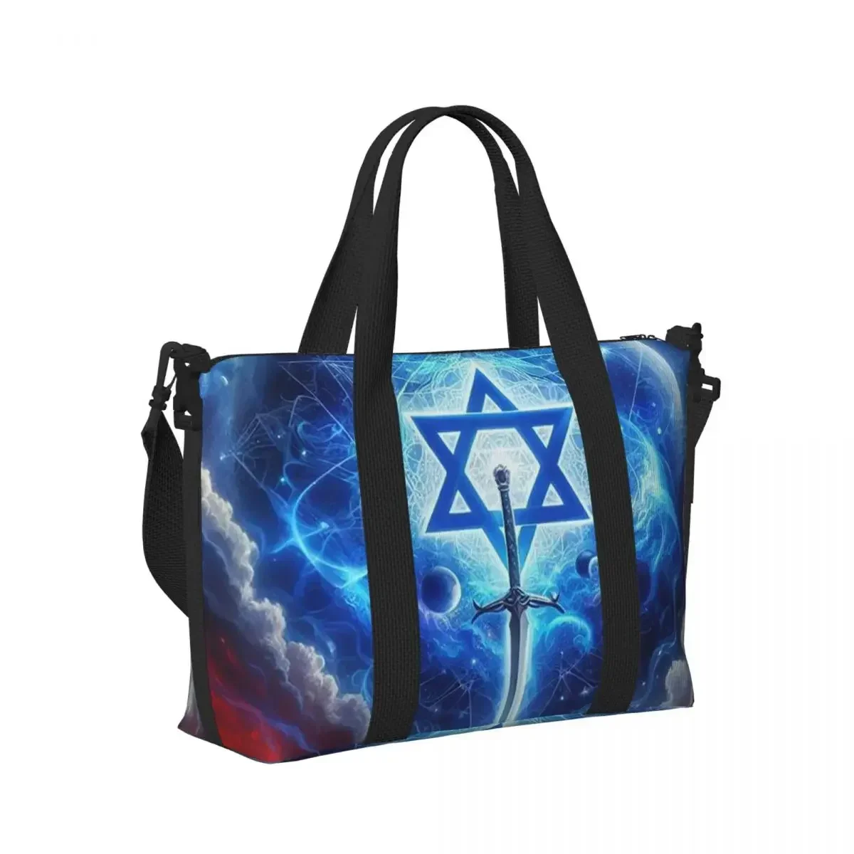Bolsa de viaje con estampado de estrella de David, bolsas de mano de gran capacidad para gimnasio, deporte, compras, bolso de hombro para mujer