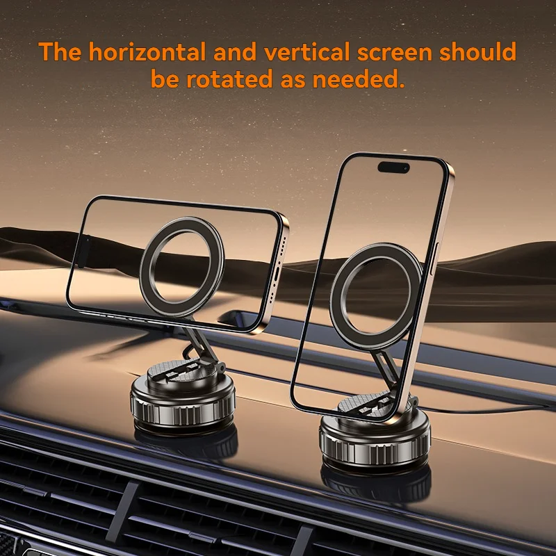 

Universal Strong Magnetic Foldable Phone Holder 360° Rotation Car Dashboard Vacuum Suction Metal Stand for iPhone 16 15 14 13 12