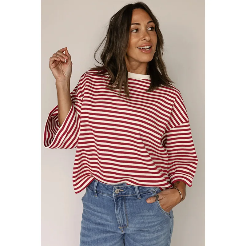 Faionable 2025 femmes rondes Ne pull T-shirt coupe confortable décontracté Sle haut pour femme matériel de qualité