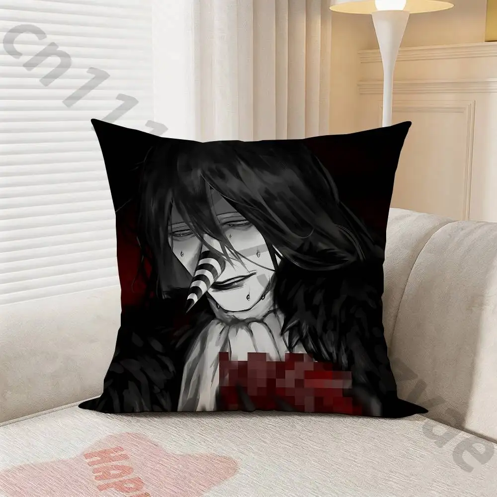 C-Creepypasta Laughing Jack  Pillow Case Square Double-Sided Printing Short Plush Sofa Cushion Cover Bedroom Bedside Pillow