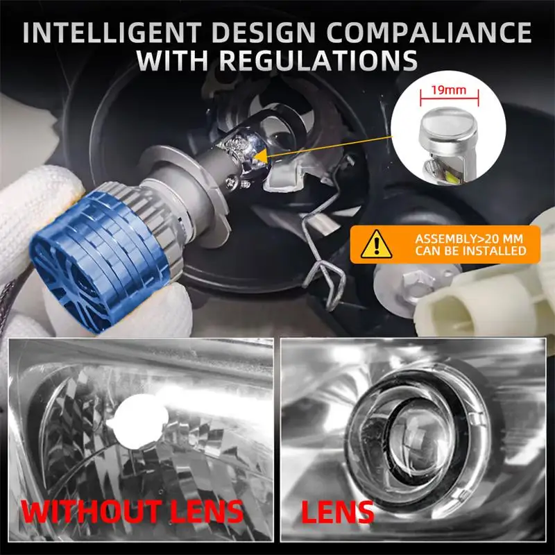 

H7 H11 9005 9006 H4 LED Projector Lens Low Beam Headlight Laser Bright Light Retrofit White Car Lamp Penetration Car Accessories