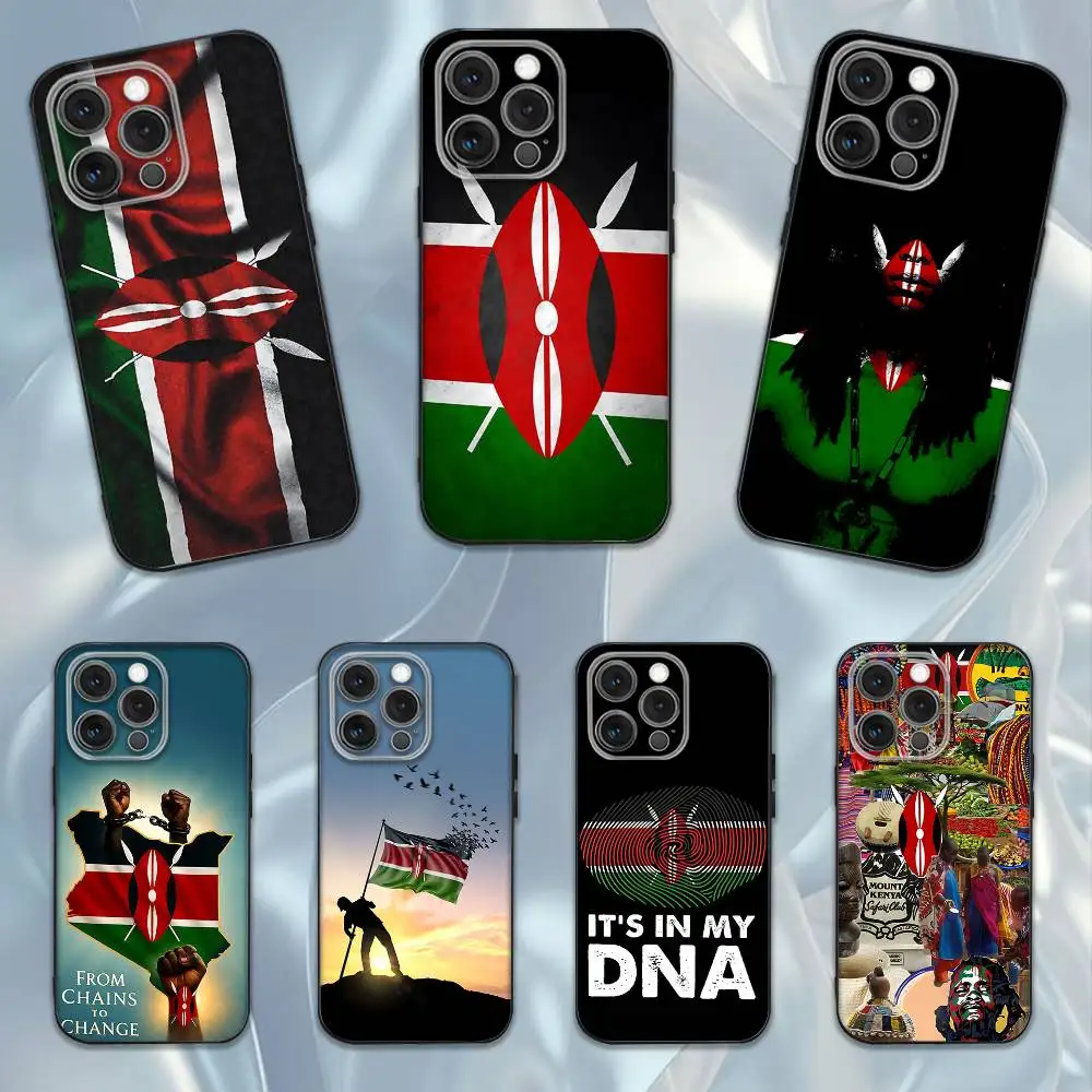 

K-Kenya Flag Phone Case For iPhone 16e,16,15,14,13,12,11,Pro,X,XS,Max,XR,Plus,Mini Soft Black Cover