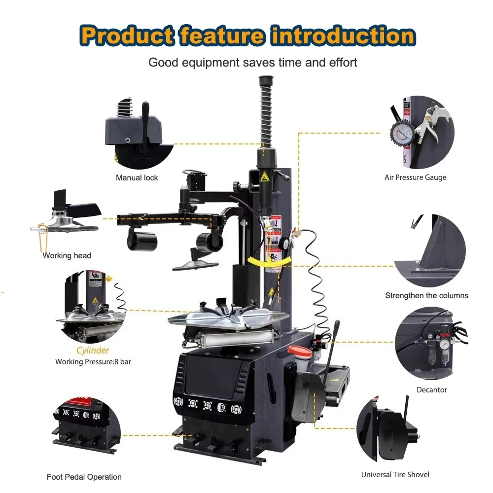 Wheel Alignment and Balancing Machine with Rear Tilting Arm Right Auxiliary Arm for Tire Changing 250W 58kg Max Wheel Weight