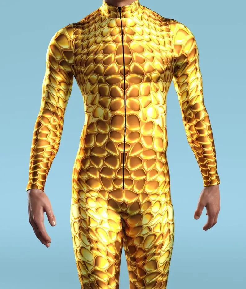 Halloween Herren Sexy Schlangenleder-Optik Cosplay Jumpsuit Tier-Bodysuit Festival Zentai-Anzug Themenparty Catsuits Rave-Outfits Neu – Detail 25