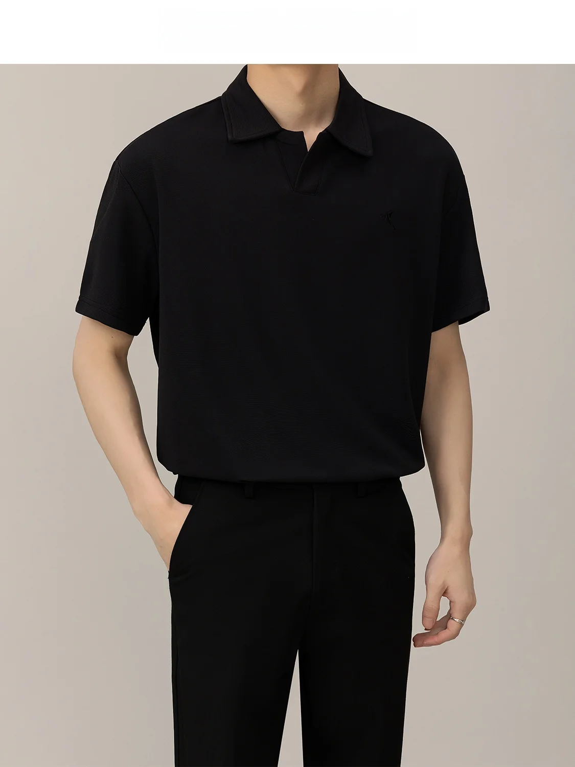 

Summer Casual Business Shirt Men Loose Short Sleeve Turn-down Collar Pure Color Youth Trend Standard Fit Ice Sensation F...