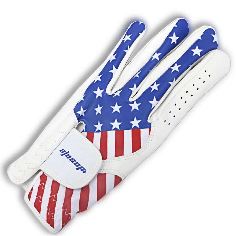 Golf gloves men\'s left hand Lycra sheepskin wear-resistant, breathable, non slip single American flag pattern