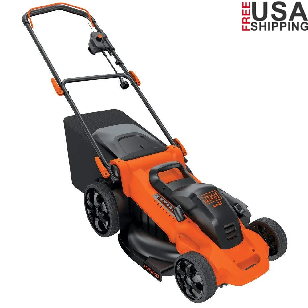 Corded Electric Lawn Mower 13-Amp Motor 20-Inch Cutting Width Edgemax Deck 3-in-1 Versatility 13 Gallon Grass Bag Carry Handles