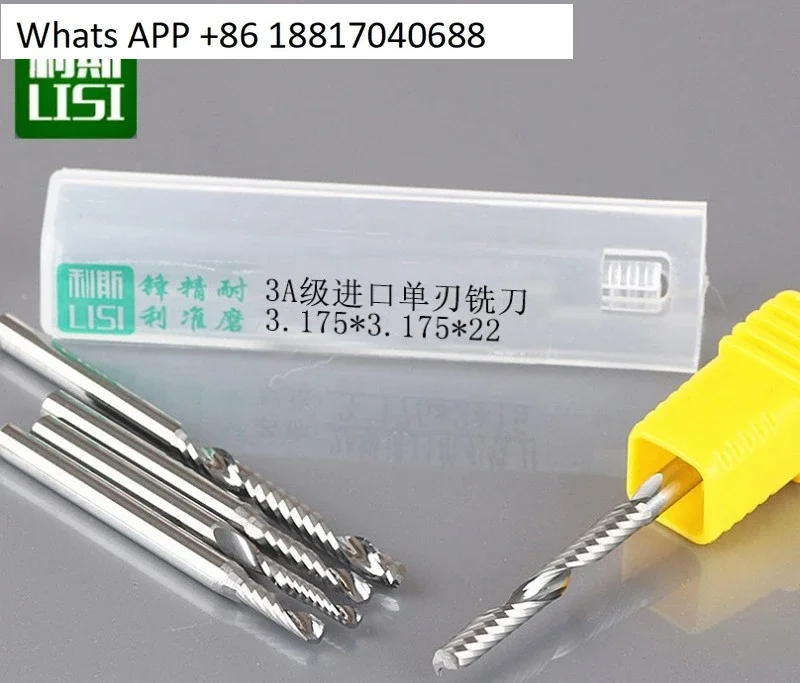 10PCS Liss 3.175 imported material 3A single-edge spiral milling cutter acrylic PVC cutting cutter computer engraving machine