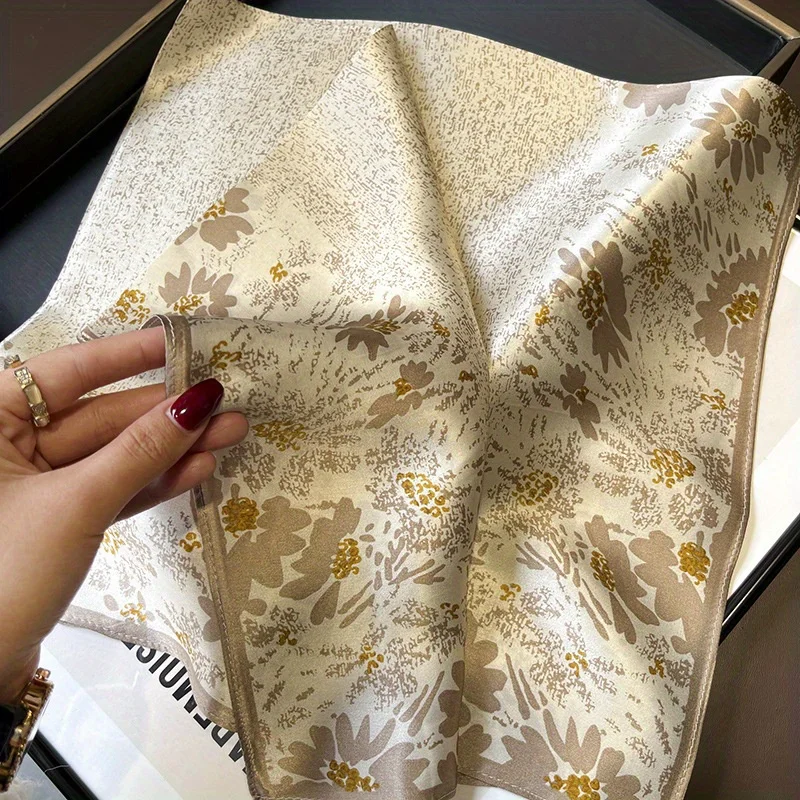 New 70cm square scarf thin Japanese and Korean sweet champagne small floral silk scarf headband headgear women