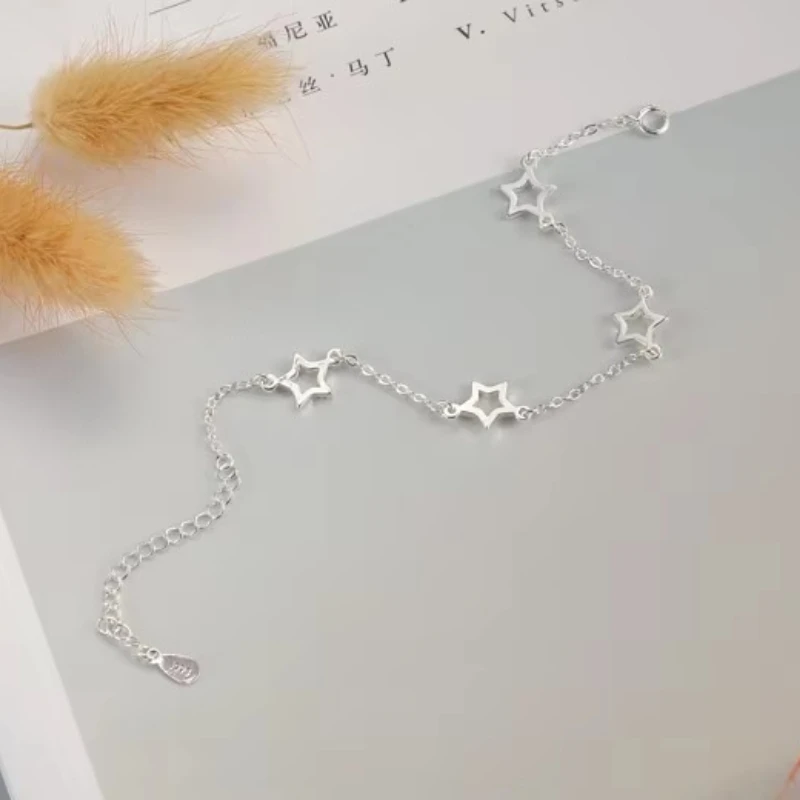 New Fashion Jewelry Beautiful 925 Sterling Silver Bracelets Star Simple Personality Sweet Bracelets