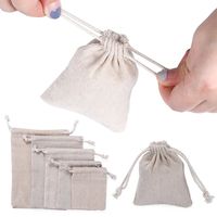 Jute Gift Bags Linen Cotton Plain Food Storage Candy Organizer Drawstring Pouch Wedding Favor Jute Gift Bags