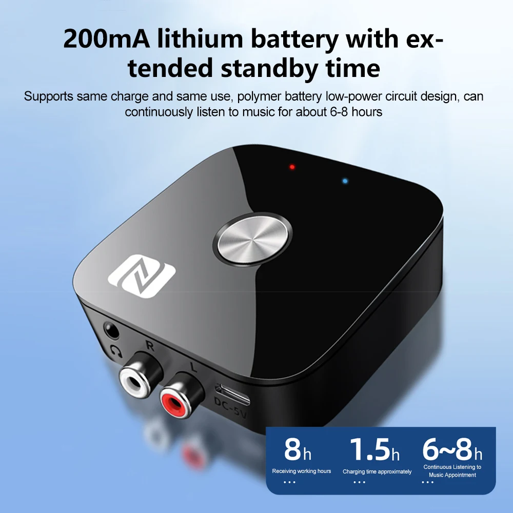 KEBIDU NFC بلوتوث 6.0 استقبال الصوت 3.5 مللي متر AUX R/L RCA ستيريو ضياع الموسيقى محول لاسلكي USB U-القرص اللعب التحكم عن بعد