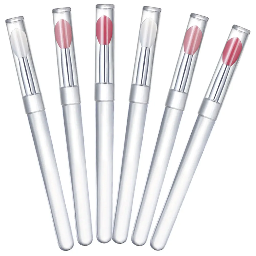 6Pcs Travel Size Silicone Lip Brushes for Lip Care Products Gloss Balm Eyeshadow Easy Apply Precision Control Makeup Accessory