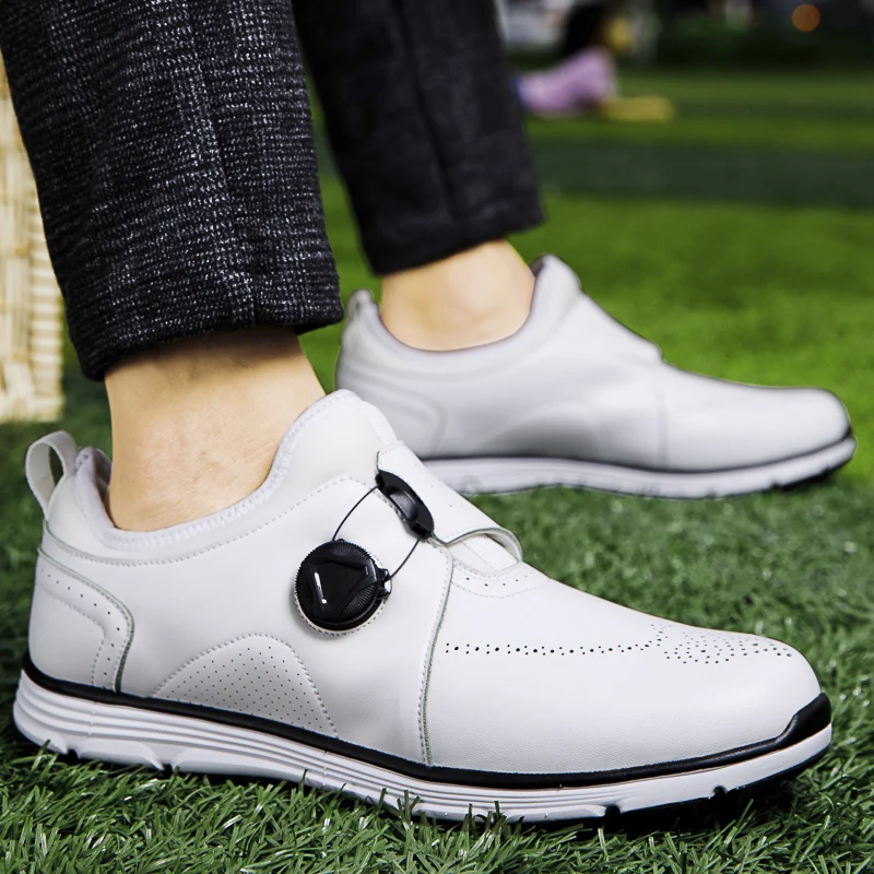 Men's Fashion Golf Shoes Walking Shoes Waterproof Leather Golfer Sports Shoes Non-Slip Leather Sports Outdoor Sneakers