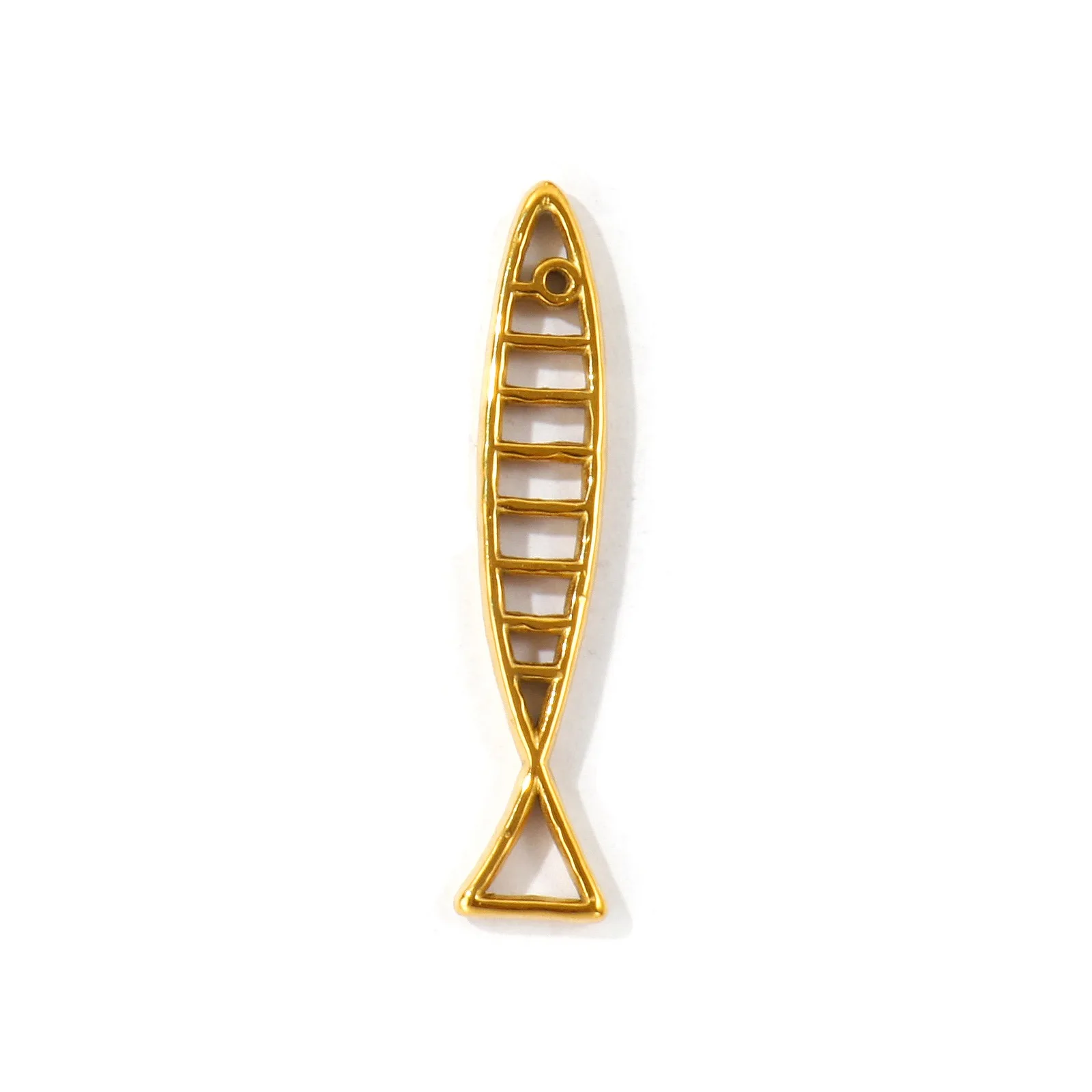 2 Stück 304 Edelstahl Ozeanfisch-Schmuckanhänger, 18K vergoldet, für DIY Halsketten, Ohrringe, Schmuckherstellung – Detail 3