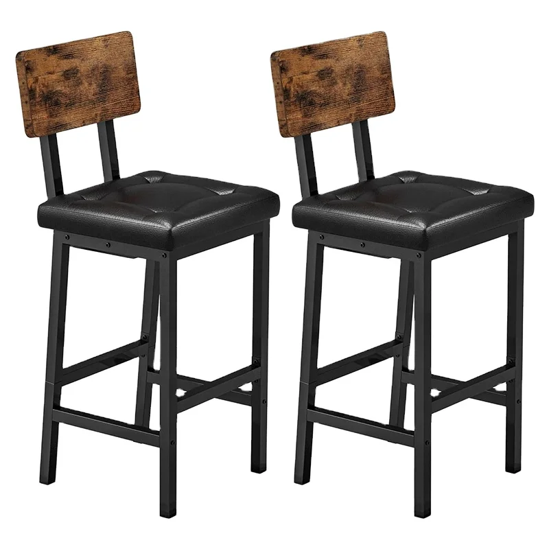 

Modern metal and wood upholstered bar stool with adjustable back pedals for high load-bearing