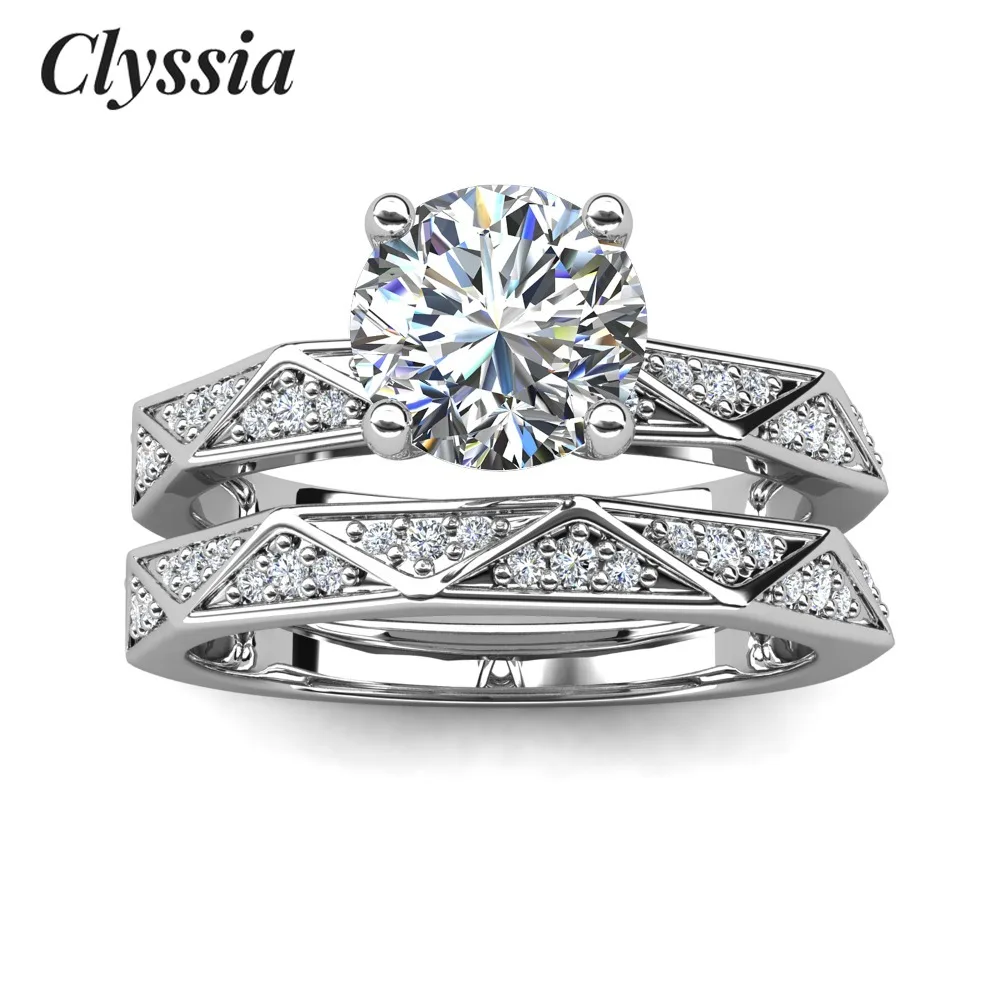 

Real Moissanite GRA 1ct Diamond Ring Set for Women 925 Sterling Silver 18k White Gold Plated Fine Jewelry Wedding Party Gifts