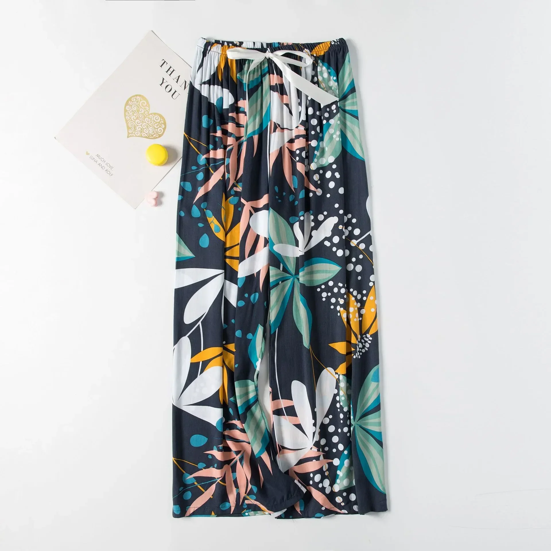 Pantalones con estampado de cintura libre para mujer, pantalón corto, holgado, informal, talla elástica, pijama Floral para el hogar