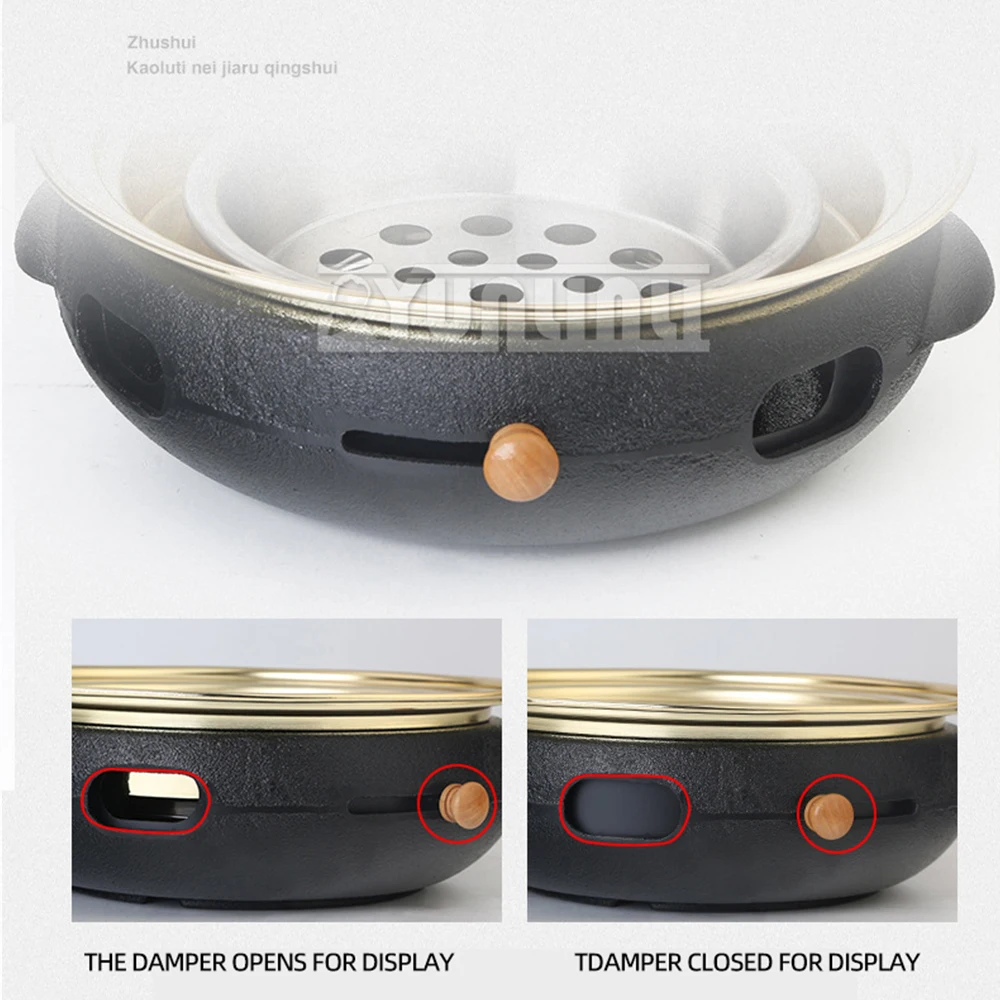 Bandeja para hornear parrilla doméstica, estufa de barbacoa redonda de carbón, escape comercial, estufa de carne asada para fumar, Churrasco