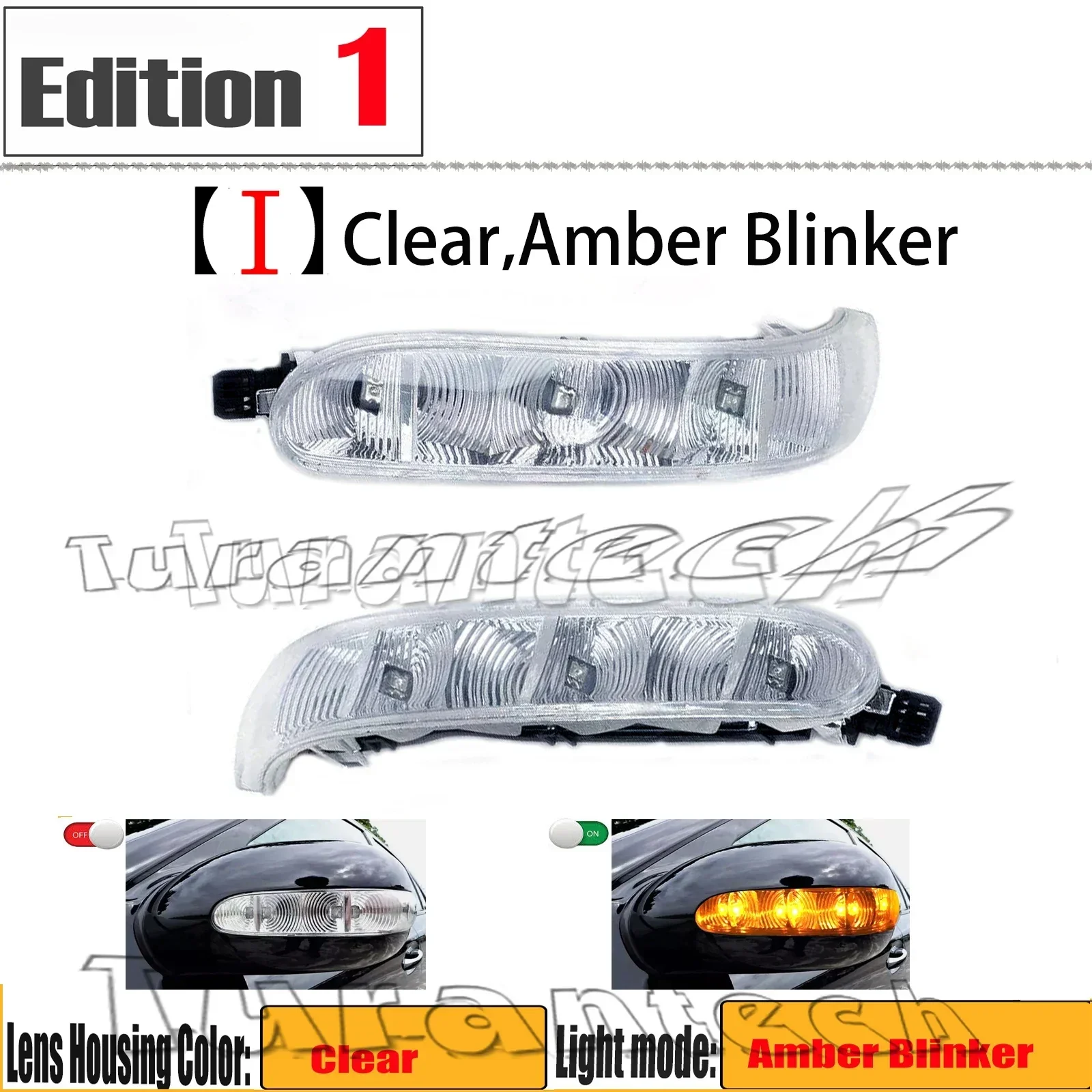 2Pcs Turn Signal Light for Mercedes-Benz CL Class CL500 CL550 CL600 CL63AMG CL65AMG Coupe Amber Mirror Cover Len