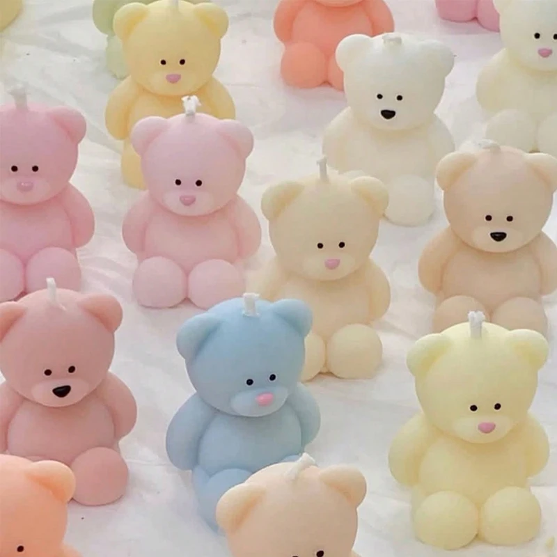 

2pcs Bear Candle Silicone Mold 3D Cute Cartoon Bear Animal Soap Aroma Candle Plaster Resin Casting Mould Handmade Gift Crafts