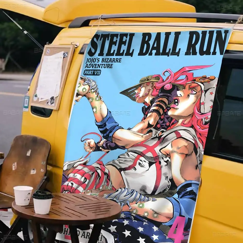 

Japanese Anime S-Steel Ball Run Small Size Cheerleading Banner Hand Pulled Flag Outdoor Atmosphere Flags