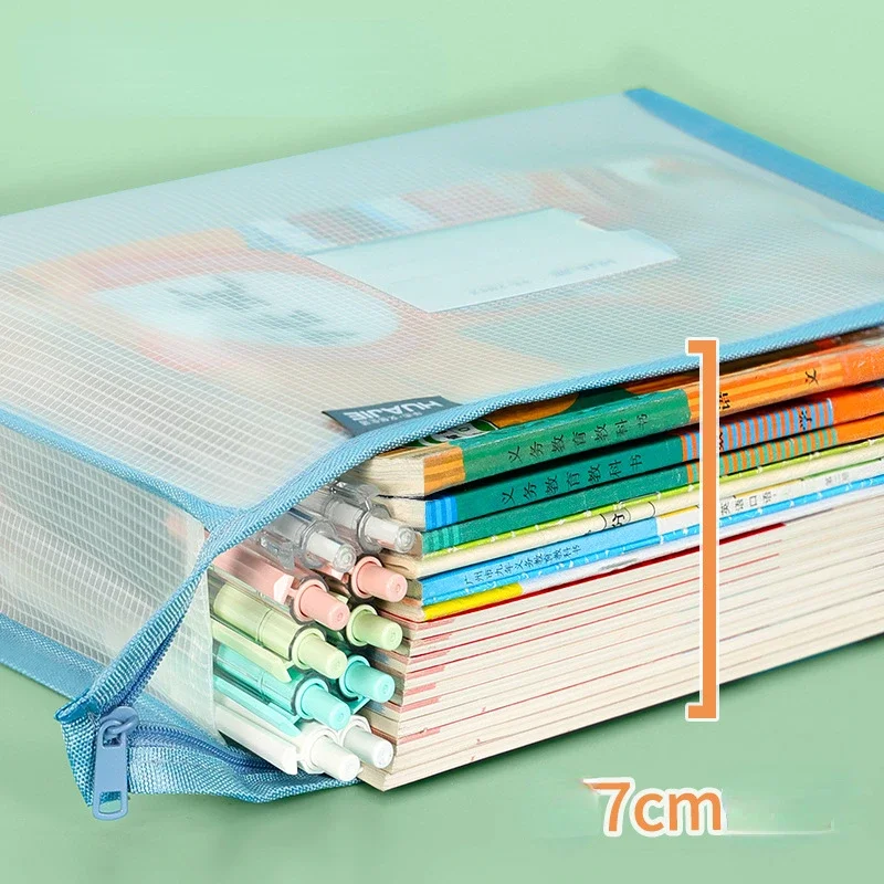 1 Pc Large Capacity Stationery Storage Folder File Mesh Zipper Pouch A4 Document Bag Zip File Folders School Office Supplies