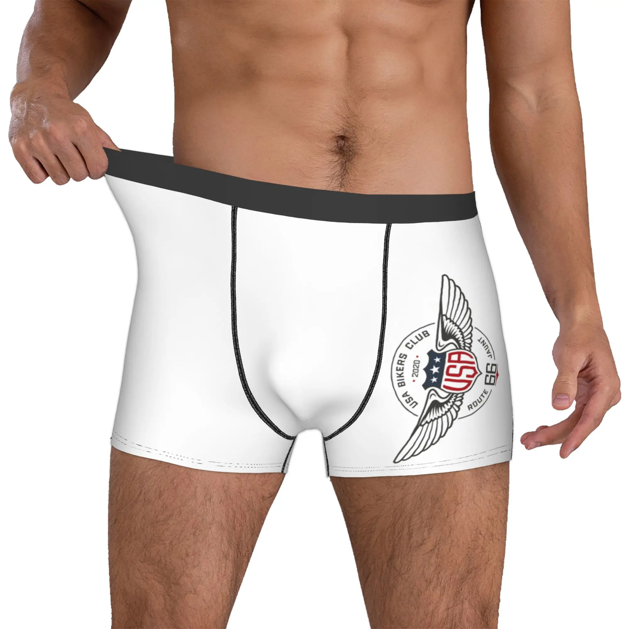 Customized Male Novelty USA Bikers Club Underwear Route 66 Boxer Briefs Soft Shorts Panties Underpants