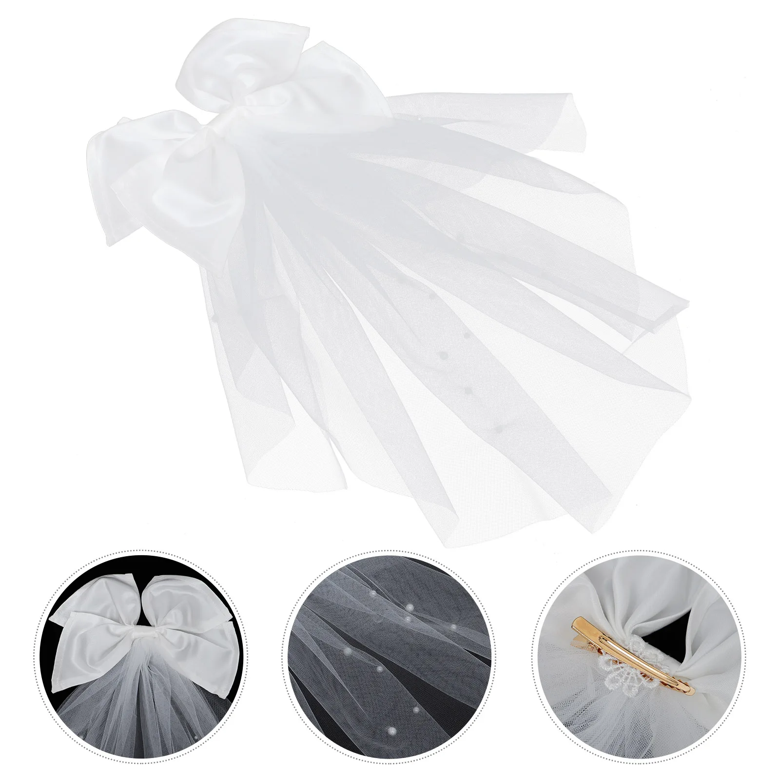 

Wedding Headdress Bride Net Yarn Headdress Net Yarn Hairpin Elegant Hair Bow Retro Bridal Hairwear Durable Veil
