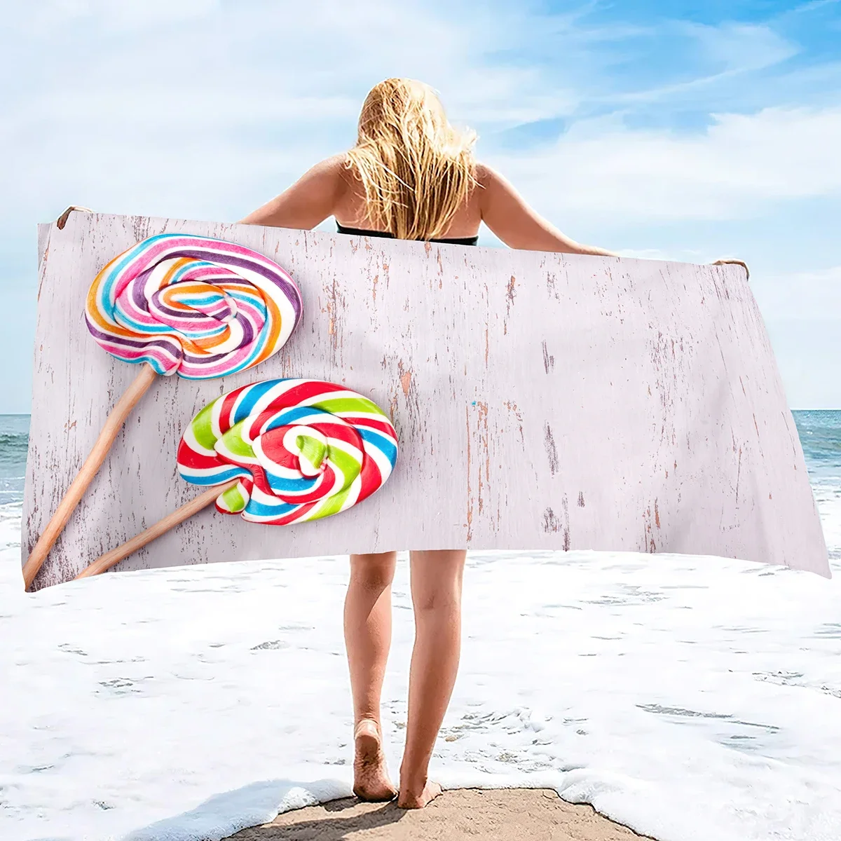 Пляжное полотенце Candy с сахарным принтом, быстросохнущее полотенце, пляжное полотенце с защитой от песка, впитывающие пляжные аксессуары
