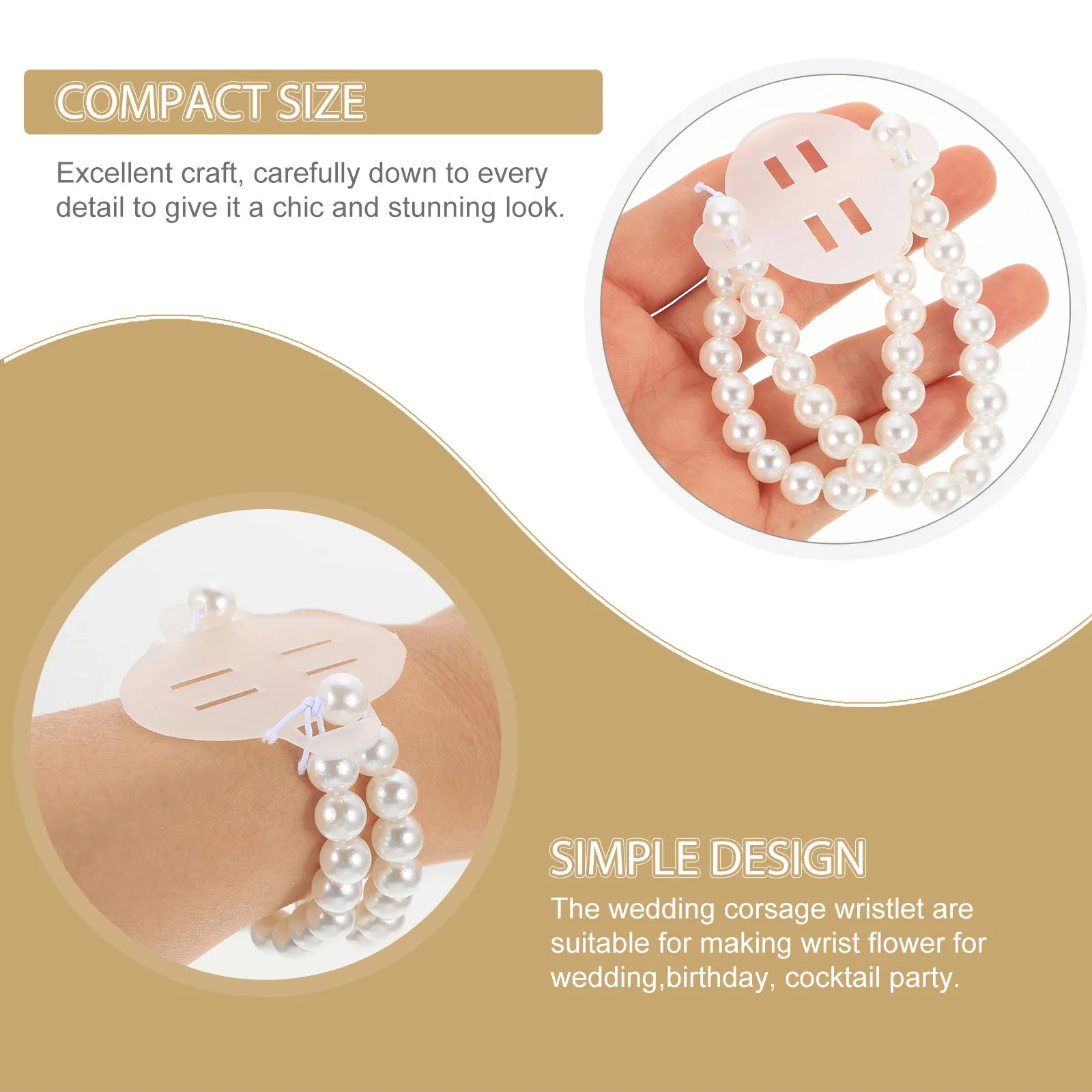 

12 Pcs Wrist Corsage Wrist Corsage Beaded Bracelets White Elastic Wedding Party Supplies Bridal Accessories
