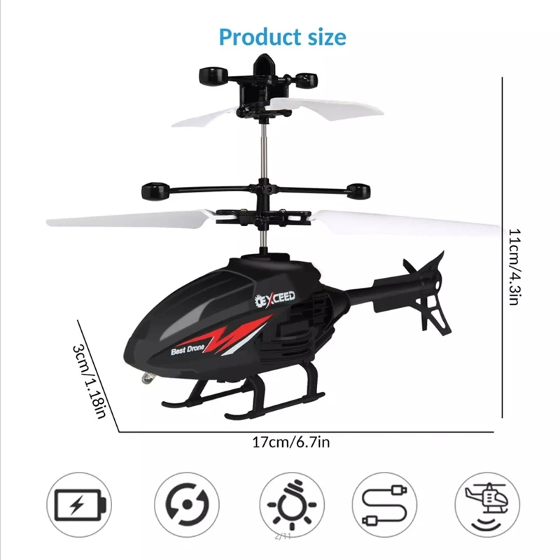 Mini RC Infrared Induction Aircraft 2CH Gyro Helicopter RC Drone Helicopter Toy Birthday Christmas Gift For Kids