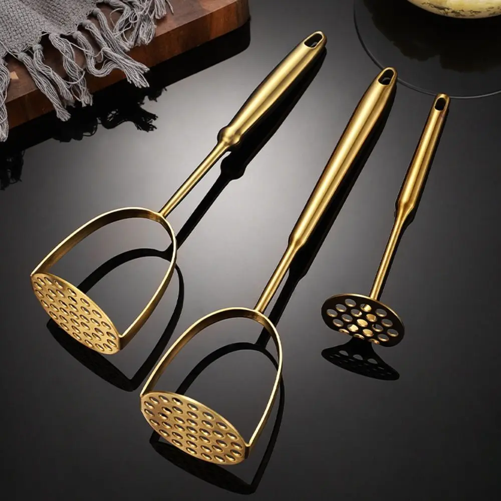 Home Manual Stainless Steel Potato Masher Pressed Pumpkin Rice Smooth Mashed Crusher Fruit Vegetable Press Gold Kitchen Gadgets