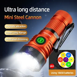 Mini Multifunctional Strong Light 7Led White/Red/Green/Blue/365nm UV Flashlight Rechargeable Hiking Lamp Magnet Work Torch X78