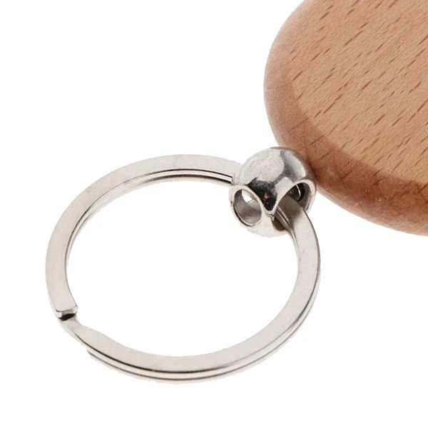 High-end 40Pcs Blank Round Wooden Key Chain Diy Wood Keychains Key Tags Can Engrave Diy Gifts