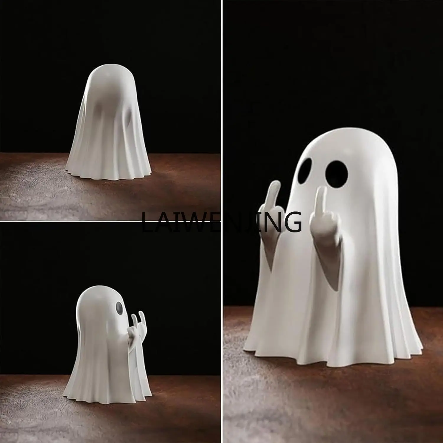 

HLZ Halloween creative middle finger ghost resin ornament garden decoration crafts