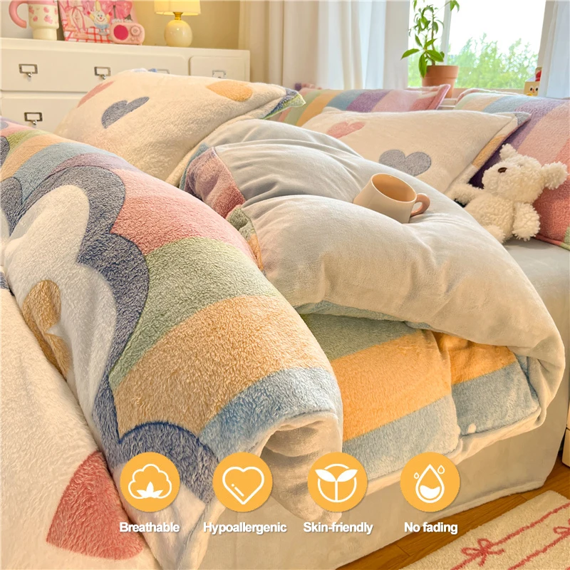 Superzacht flanellen dekbedovertrek 1 stuk (geen kussenslopen), gezellig warm flanellen beddengoed dekbedovertrek, duurzaam comfortabel voor slaapkamer