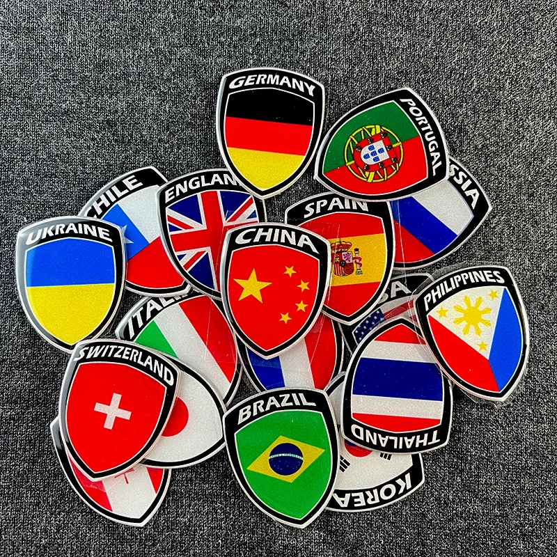 World National Flag  Sticker 3D Reflective Car Motorcycle  Accessories Badg Decals 4 -5 CM Small Size For Italy United Kingdom