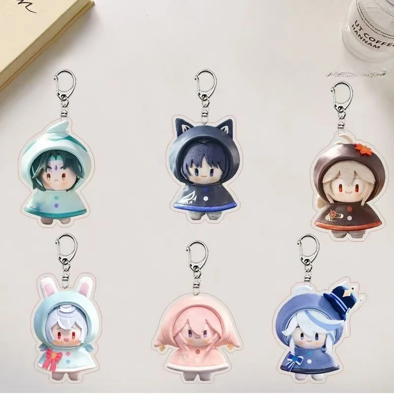 

Брелок для ключей Genshin Impact Figures Wanderer Kunikuzushi Sigewinne Kaedehara Kazuha Furina Furina de Fontaine Yae Miko, брелок для ключей