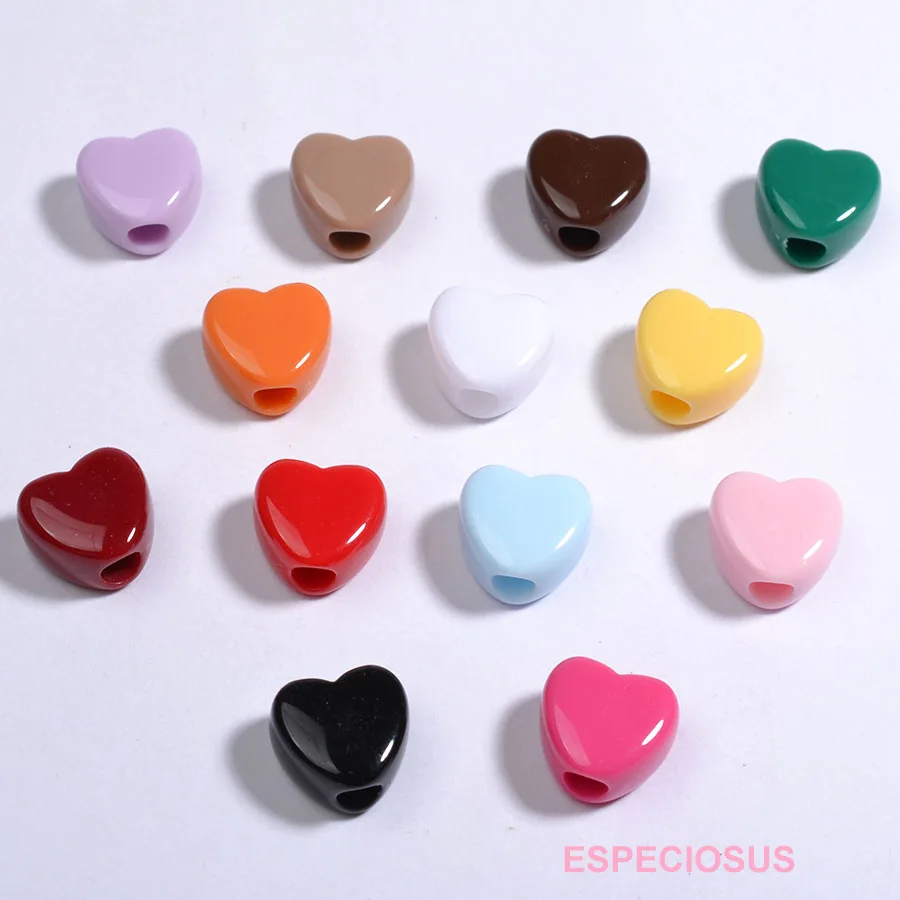 11MM Geschilderd Multi Color Acryl Hartvormig Groot Gat Losse Kralen DIY Sieraden Accessoires Ketting Fittings Afdelingen Spacer