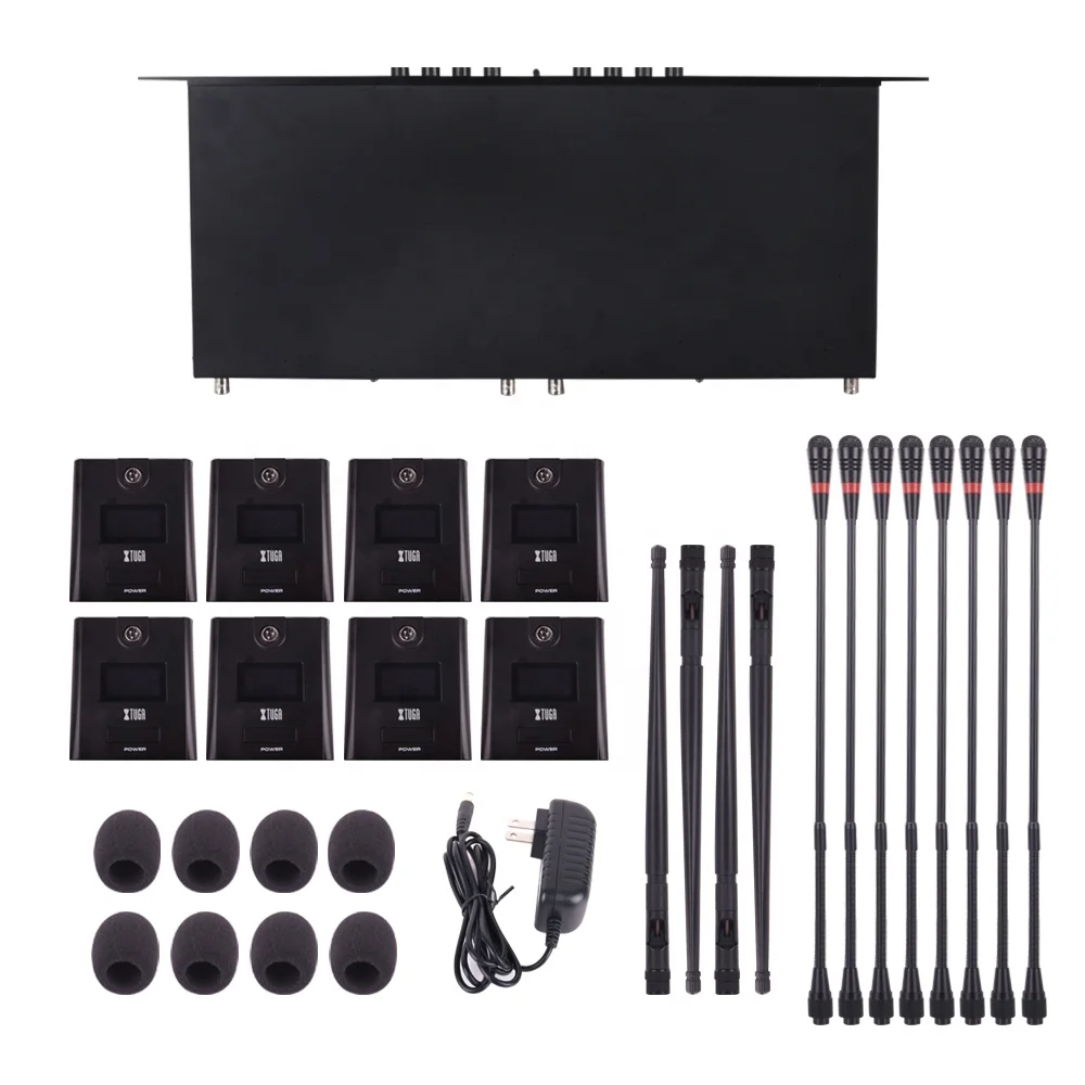 TLF  XTUGA CM280 China Supplier Handheld 8 Channel Wireless Microphone Conference Goose Neck Microphone System