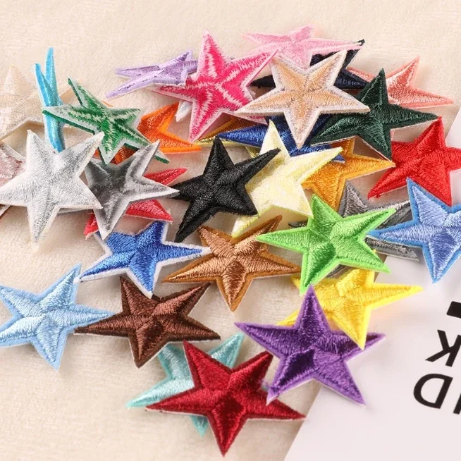 100 Pieces lot five-pointed star Patches For Clothing Kids Iron On Bulk Girls Pack Mix Boys Embroidered Wholesale Small Thermal